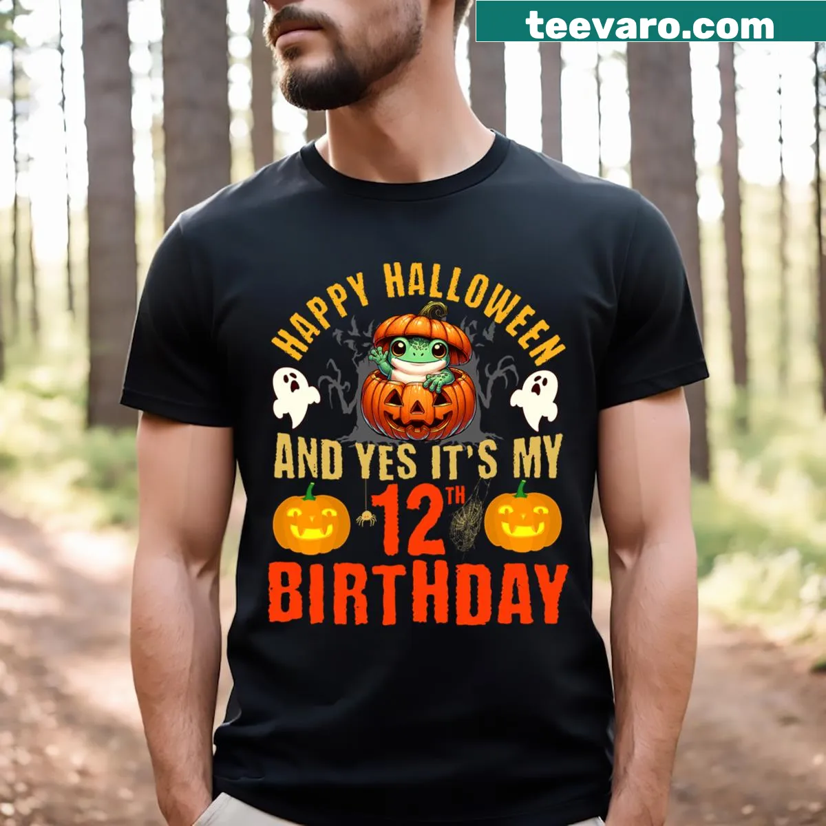 Birthday frog Halloween shirt with playful design for kids — on a men's t-shirt
