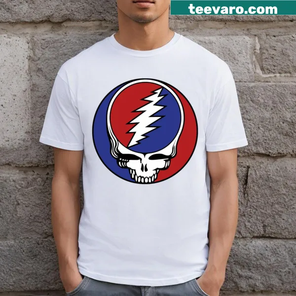 Skeleton head graphic on a dark T-shirt for edgy wearers.