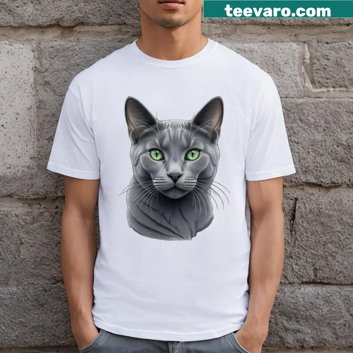 Cute T-shirt featuring the phrase 'Hello My Name Is Boris Meow' with a cat graphic. — on a men's t-shirt