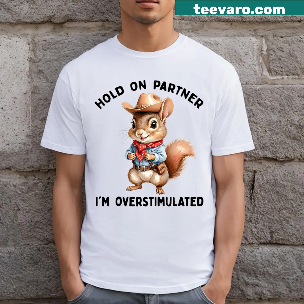 Retro squirrel design T-shirt for moms. — on a men's t-shirt