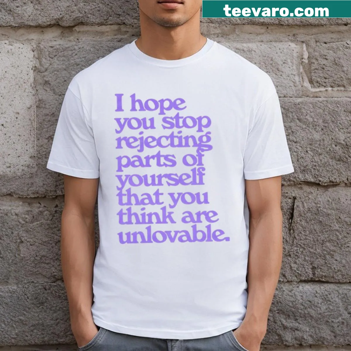 Inspirational T-shirt promoting self-acceptance with a thoughtful message — on a men's t-shirt