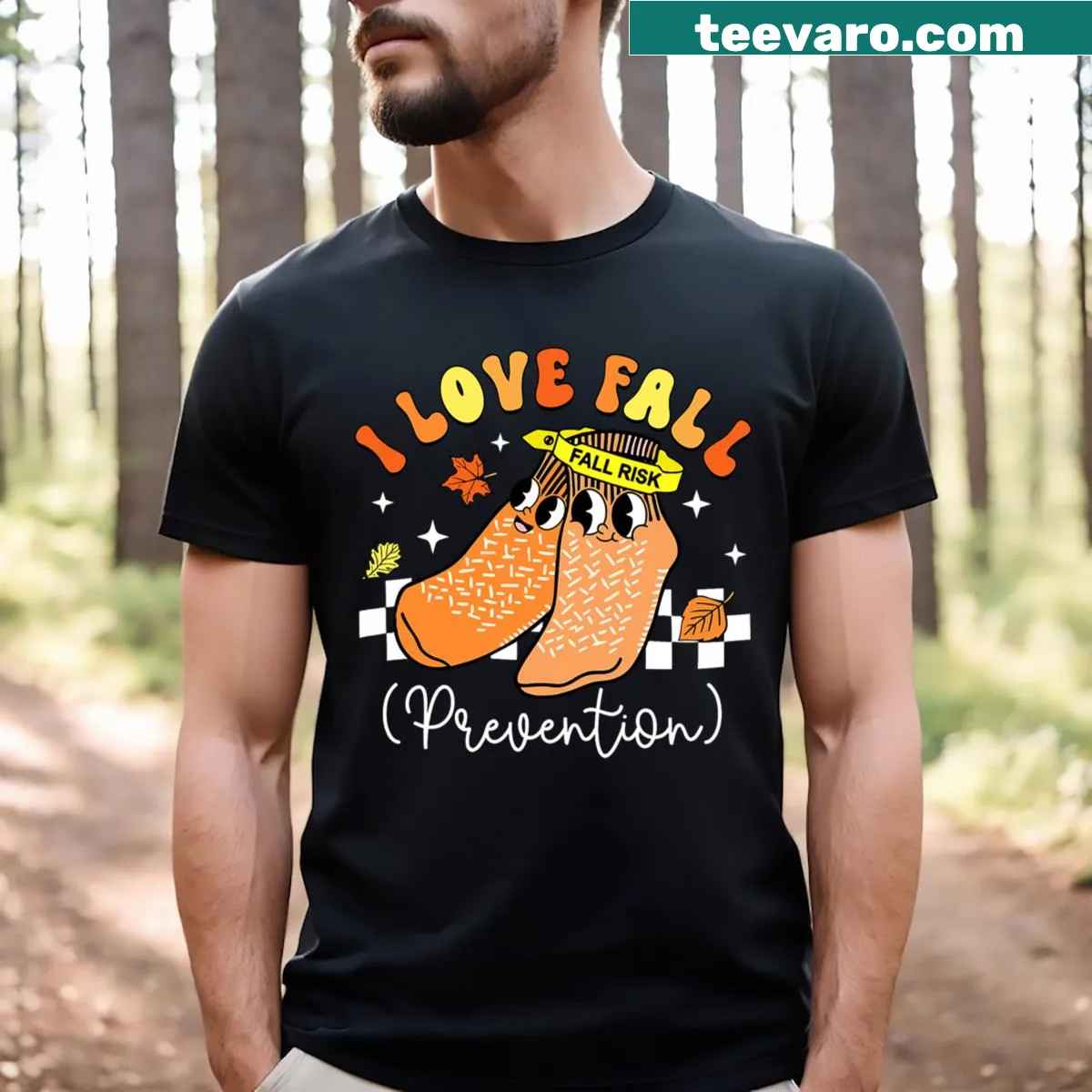 Nurse-focused shirt stating 'I Love Fall Prevention' to promote safety and awareness. — on a men's t-shirt