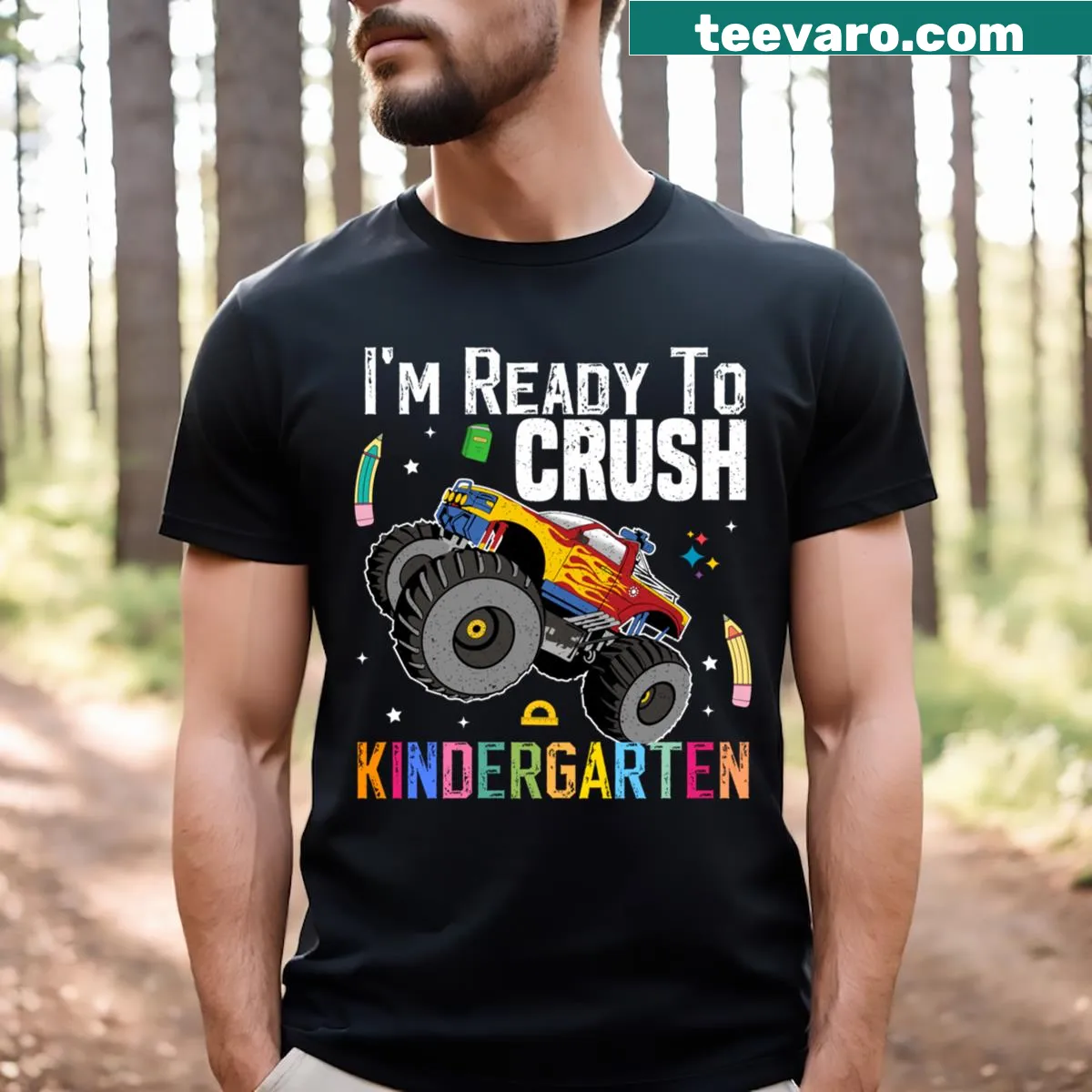 T-shirt with the phrase 'I'm Ready to Crush Kindergarten' for kids — on a men's t-shirt