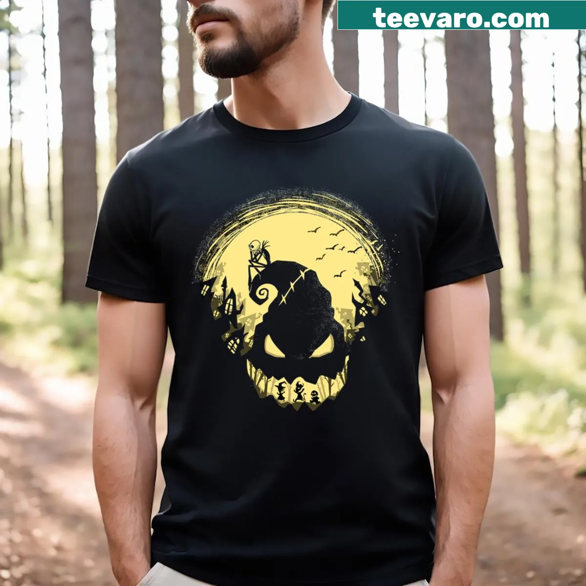 Haunting graphic design on Jack's Nightmare T-shirt for fantasy fans. — on a men's t-shirt