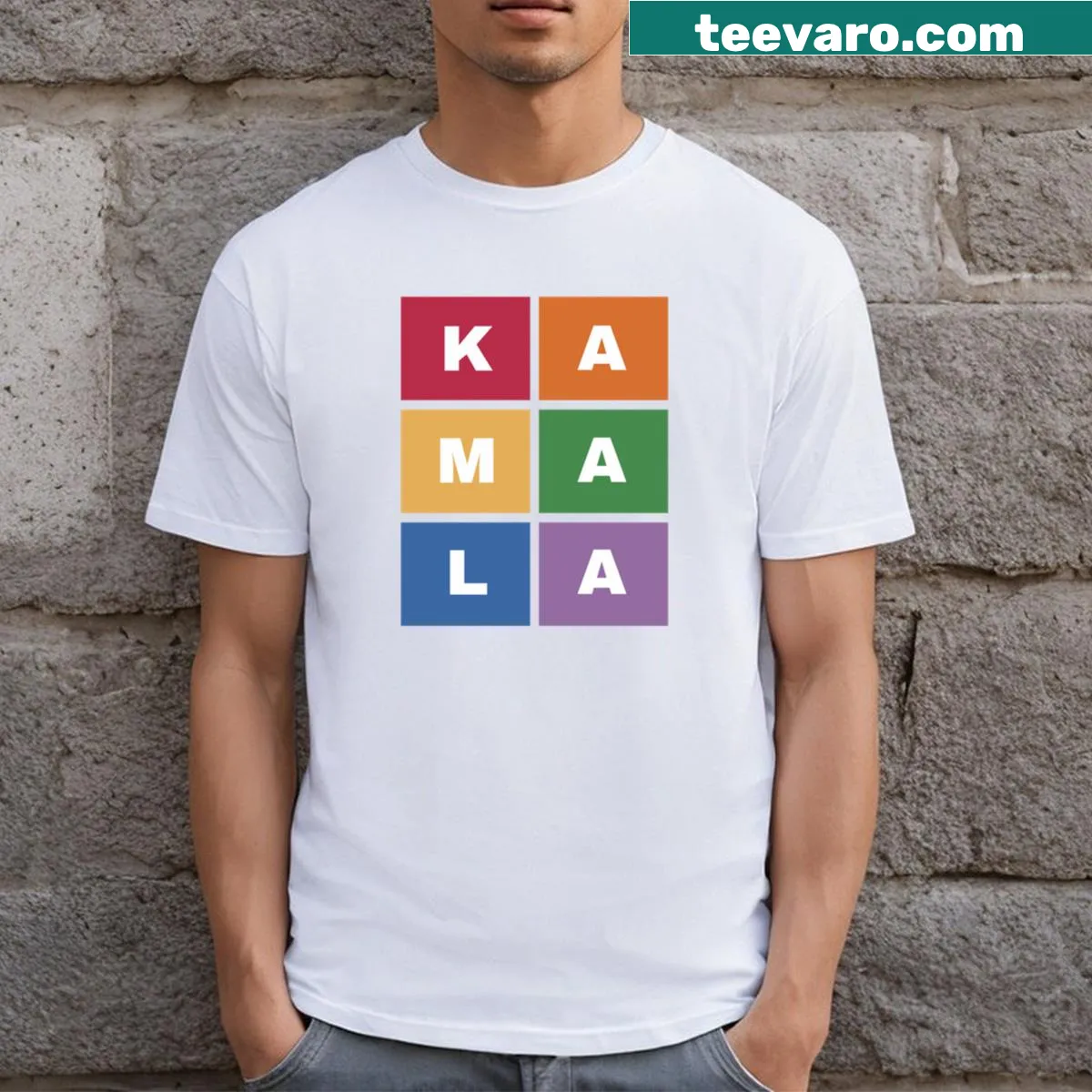 Kamala Harris support T-shirt — on a men's t-shirt