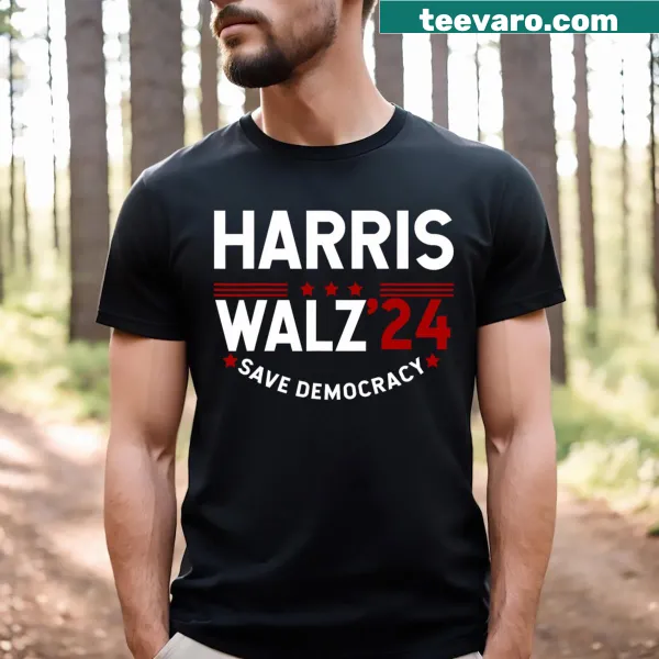 Halloween-themed T-shirt with Kamala Harris and Tim Walz