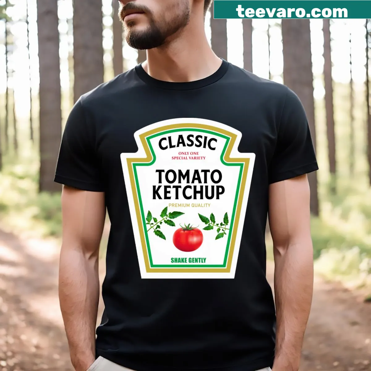 Illustration of ketchup and mustard bottles for Halloween. — on a men's t-shirt