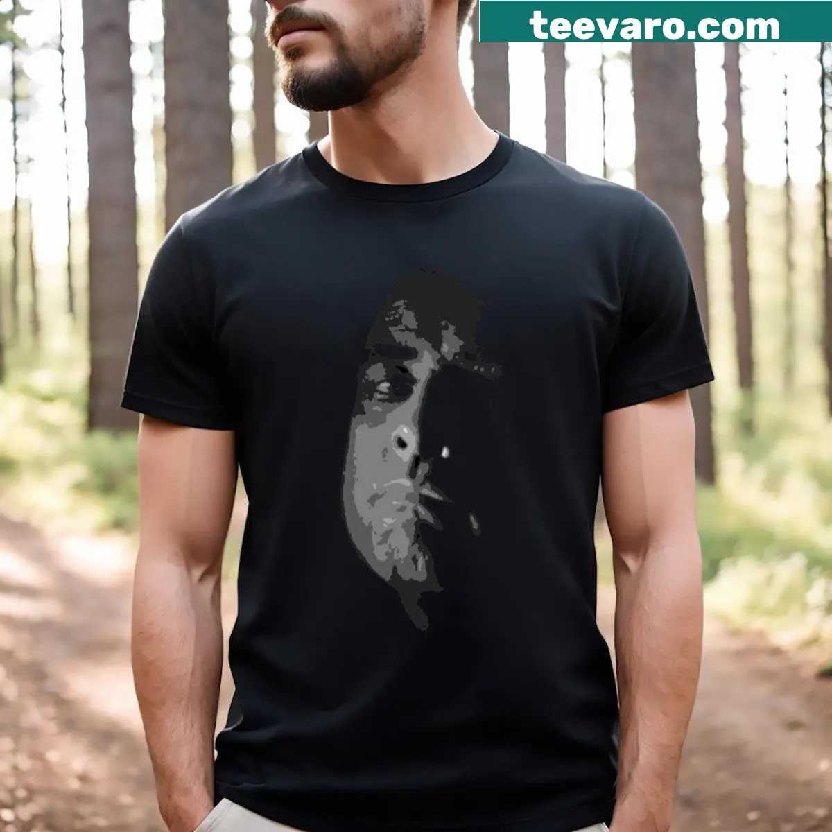 Horror-themed graphic T-shirt celebrating classic horror. — on a men's t-shirt