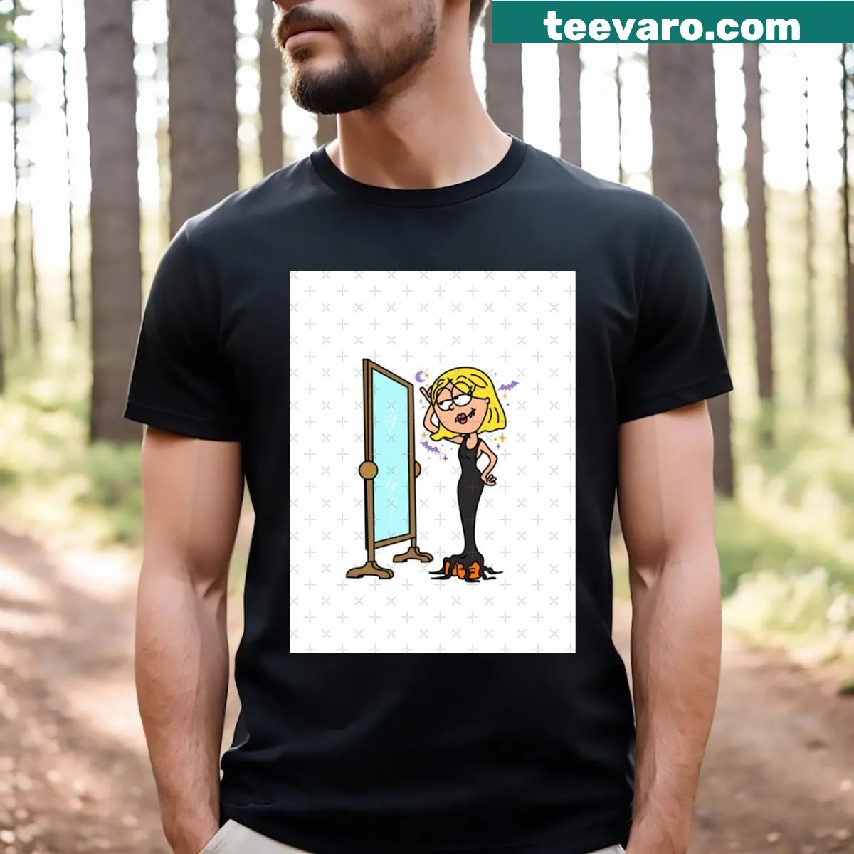 Whimsical Halloween graphic T-shirt with playful design. — on a men's t-shirt