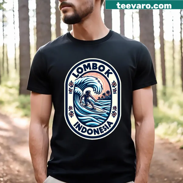 Artistic graphic t-shirt featuring Lombok, Indonesia