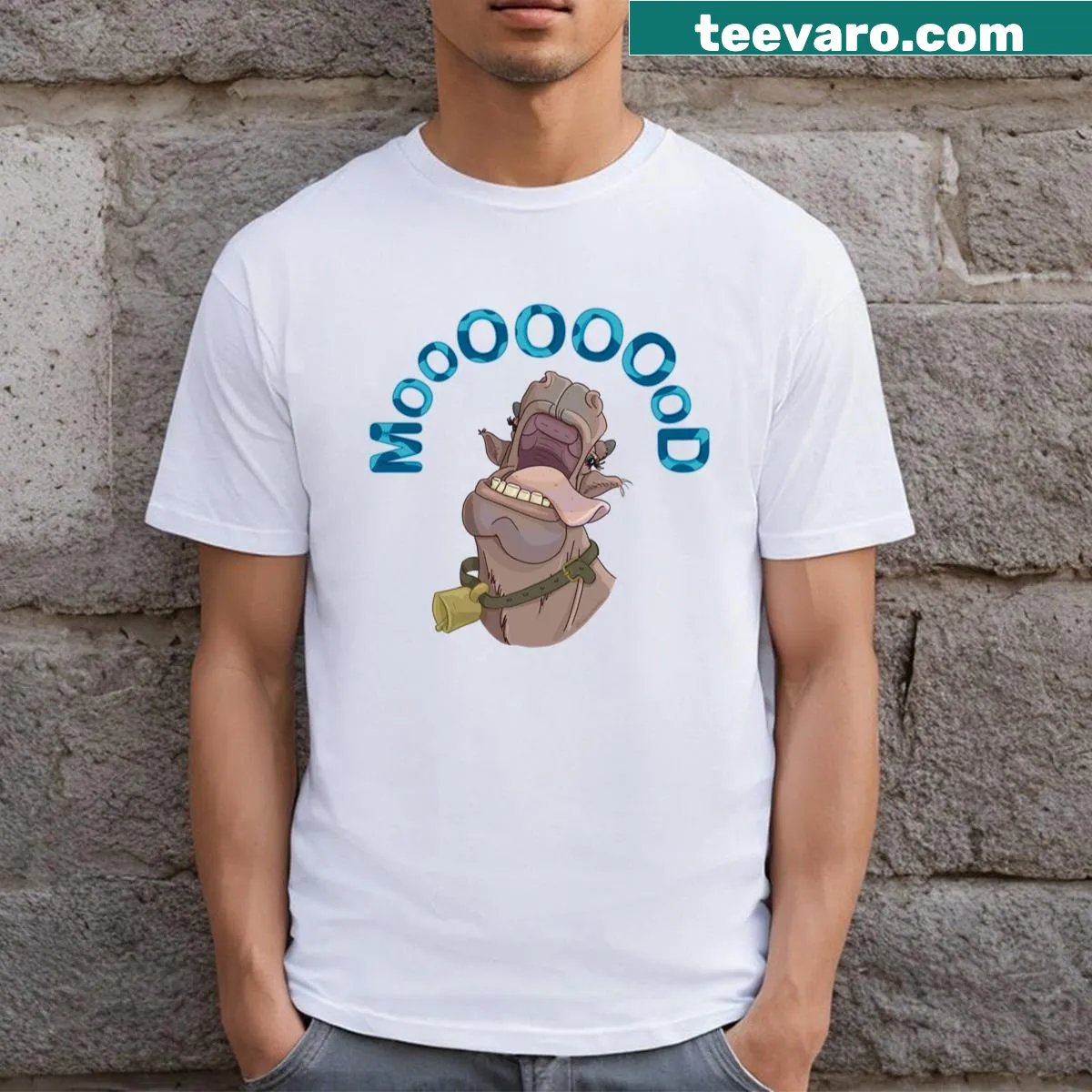 Funny cow graphic T-shirt representing different moods. — on a men's t-shirt