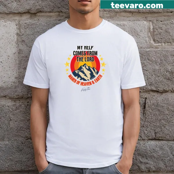 Text from Psalms 121 on a faith-themed t-shirt