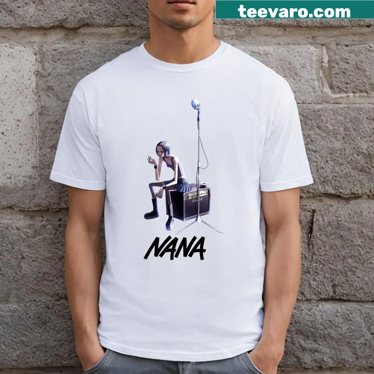 Purple T-shirt with the word 'Nana' printed prominently. — on a men's t-shirt