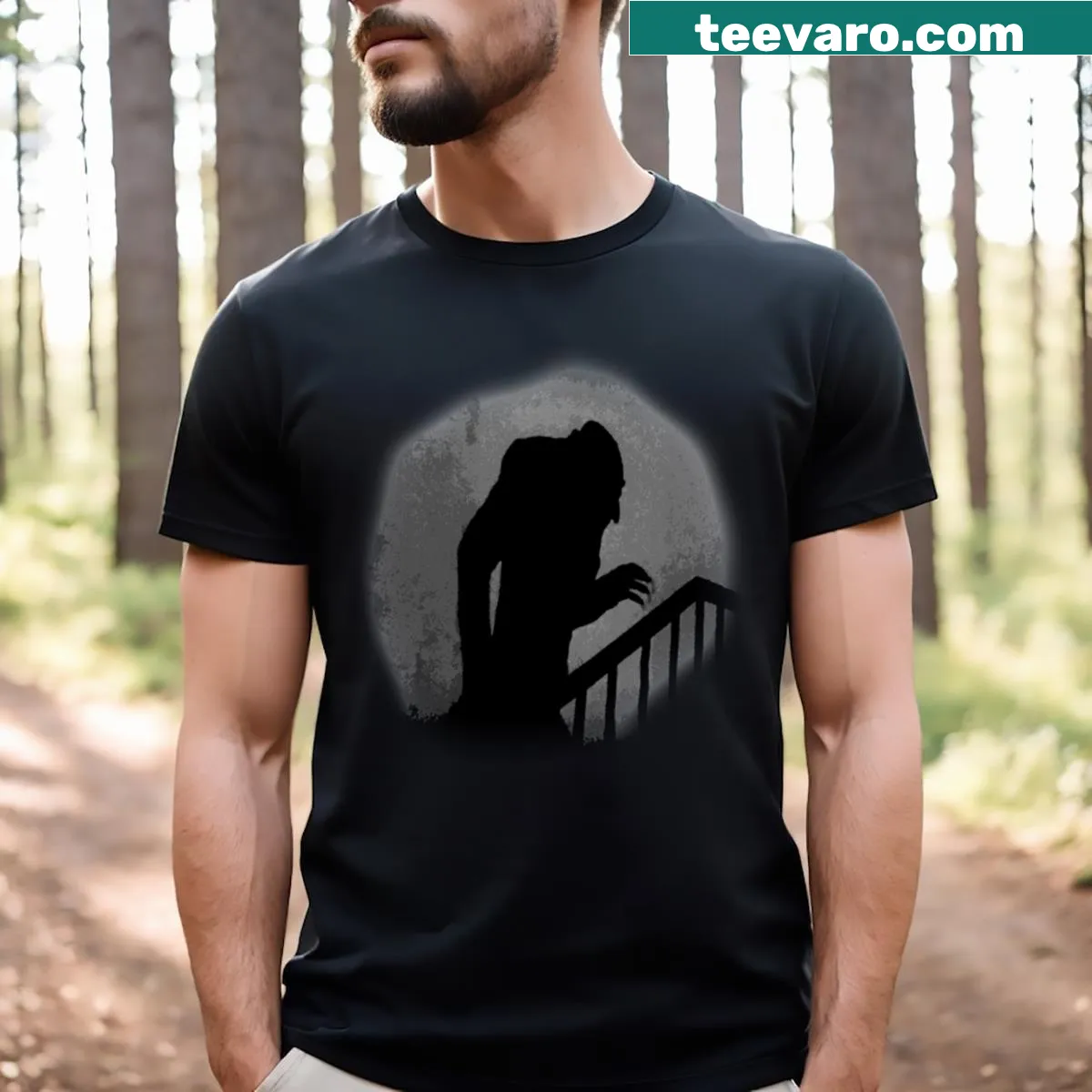 Minimalist silhouette of Nosferatu on a t-shirt — on a men's t-shirt
