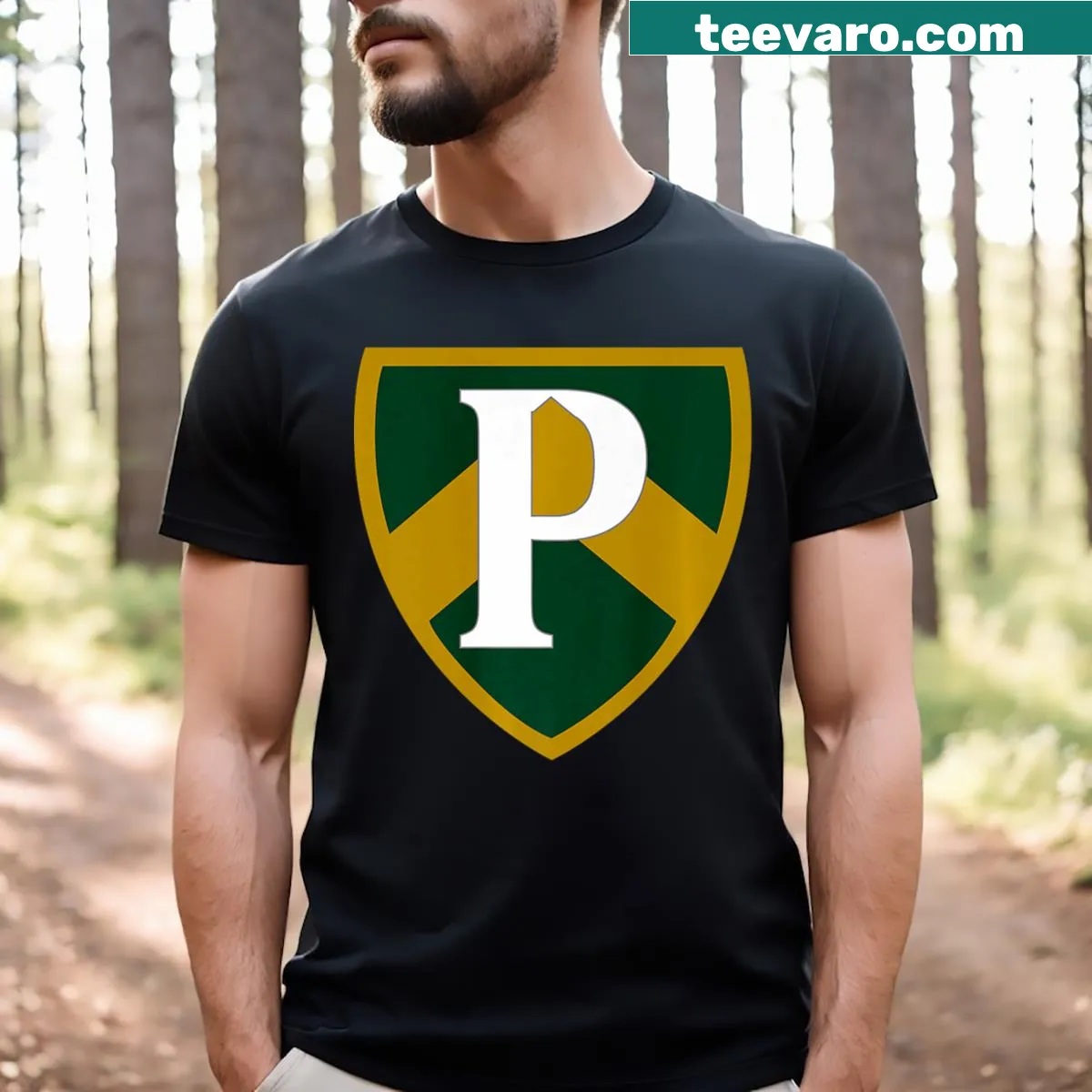 Youth Rowing T-shirt featuring bold Pocock text — on a men's t-shirt