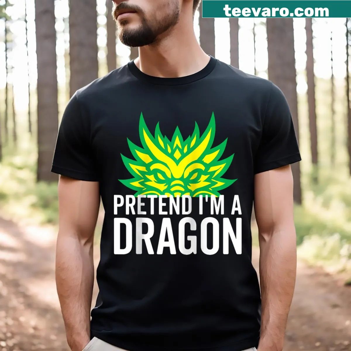 Funny dragon graphic on a raglan baseball tee for Halloween — on a men's t-shirt