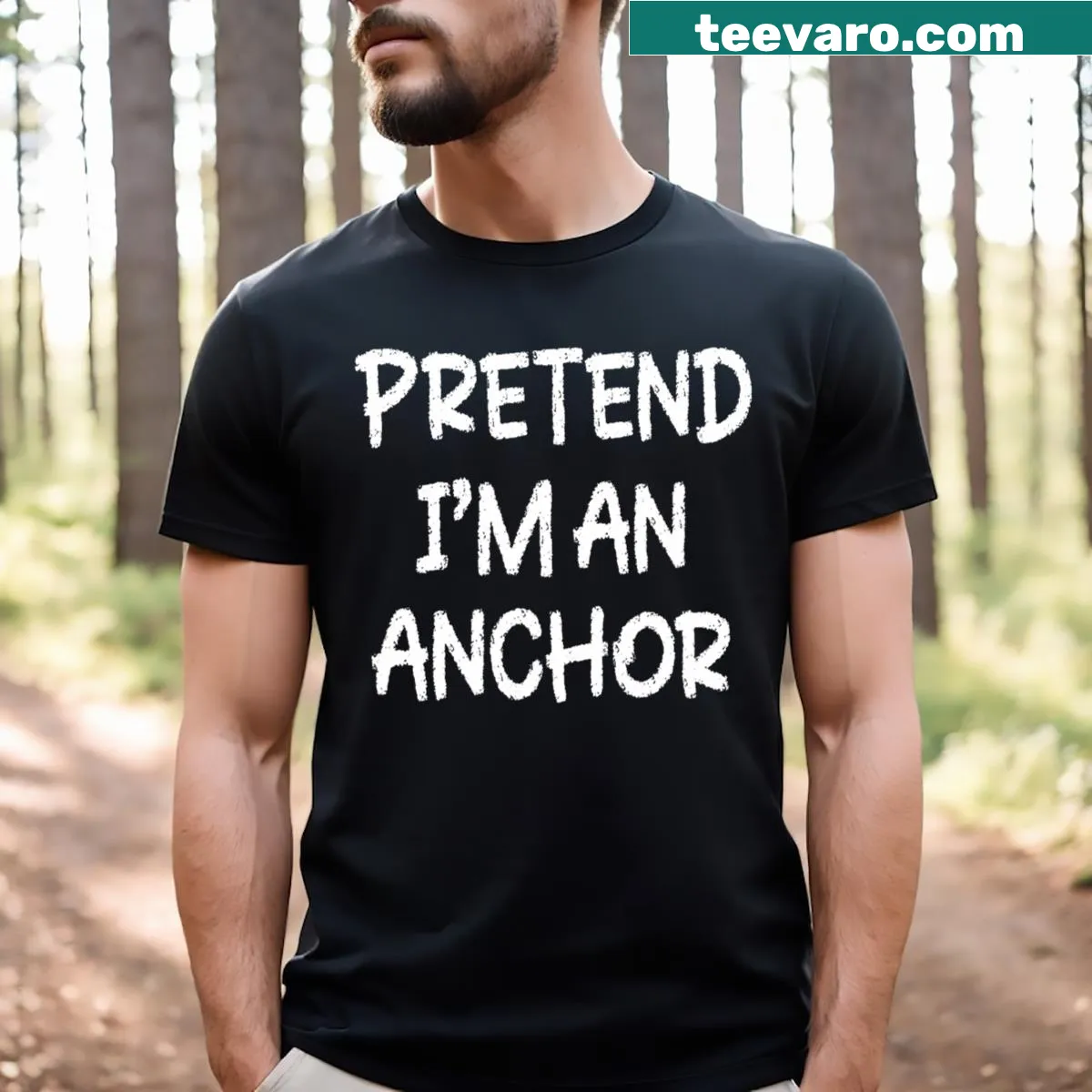 Funny anchor graphic t-shirt for a lazy Halloween costume — on a men's t-shirt