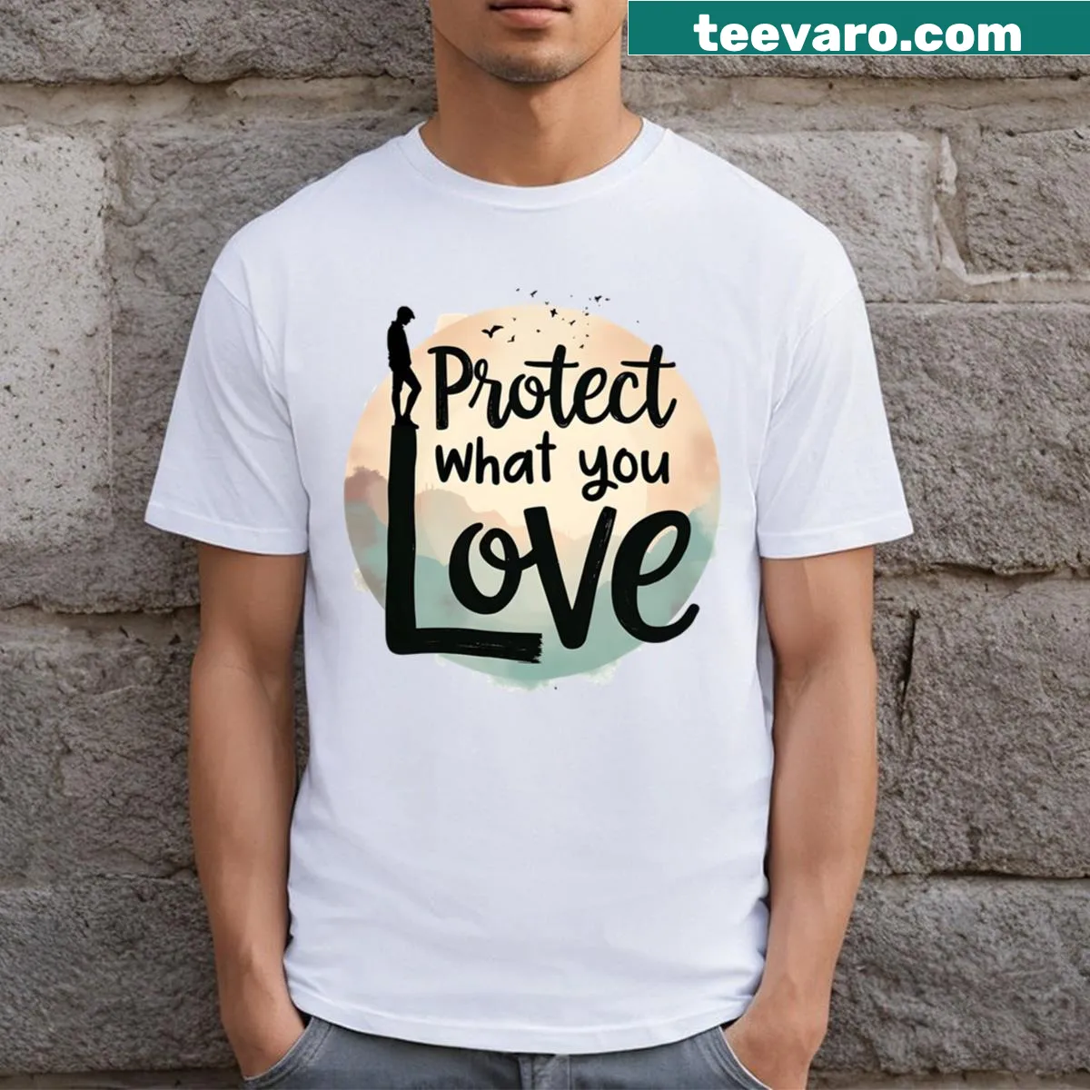 Environmental T-shirt with a message about protecting nature — on a men's t-shirt