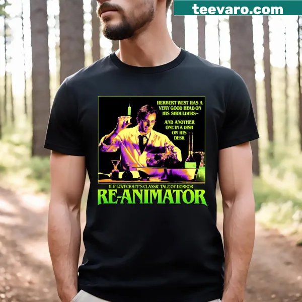 Cartoon graphic of Reanimator theme on a t-shirt