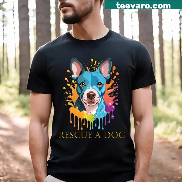 T-shirt with the phrase 'Rescue A Dog' promoting animal adoption