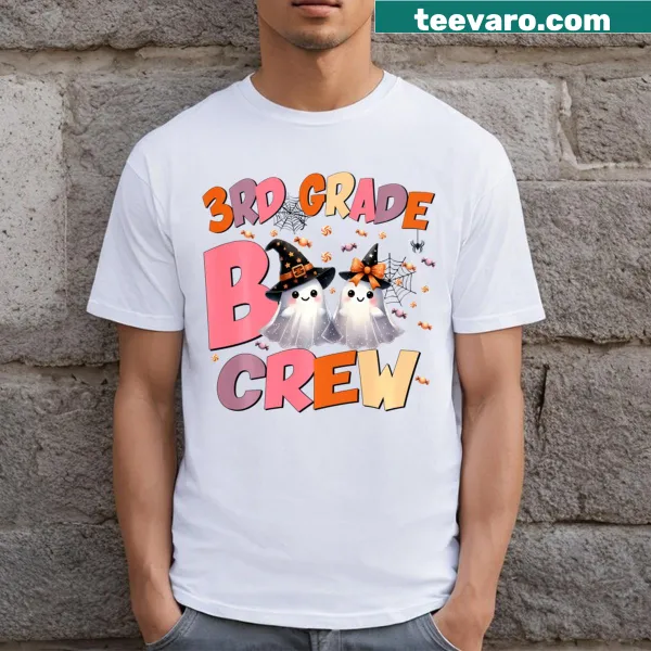 Third grade kids t-shirt featuring Boo Crew Halloween design