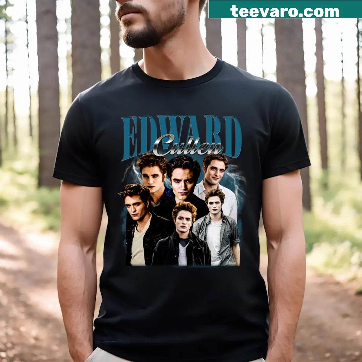 Vintage-style t-shirt honoring Edward Cullen from Twilight — on a men's t-shirt