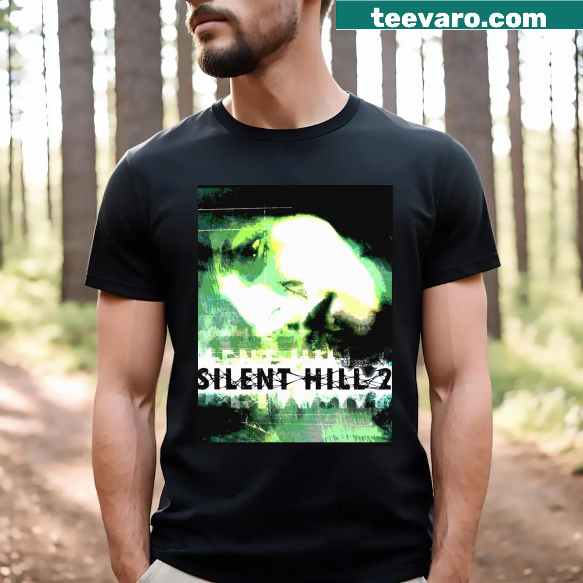 Silent Hill 2 themed t-shirt featuring a chilling graphic — on a men's t-shirt