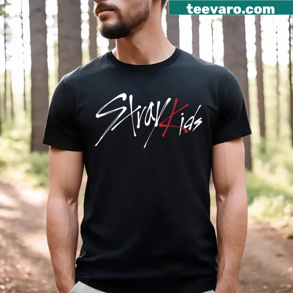 Classic white t-shirt with Stray Kids logo for fans