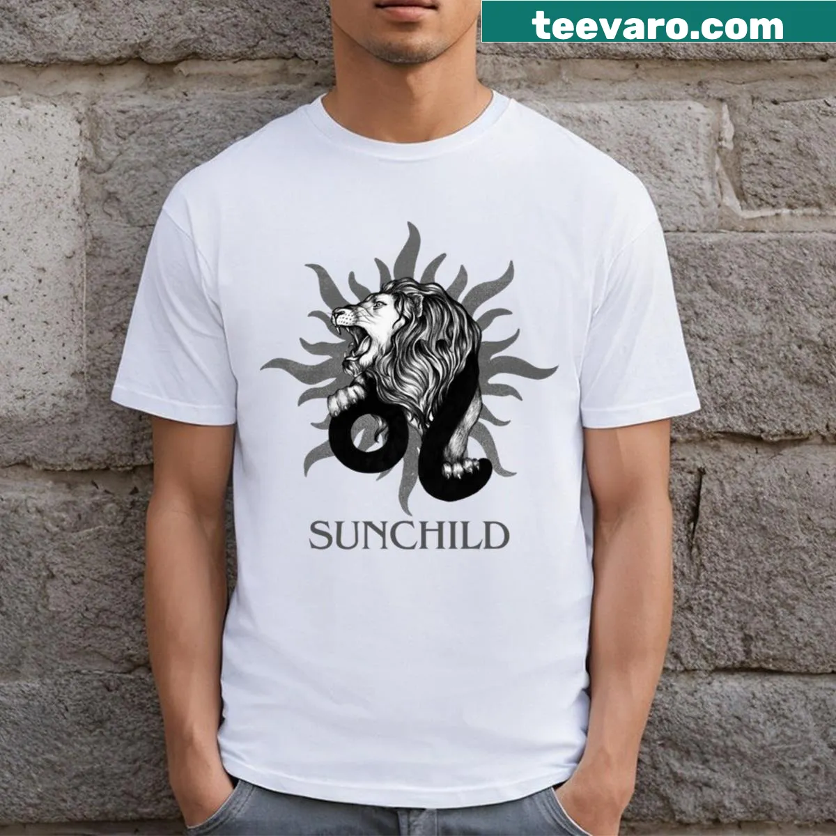 T-shirt with an uplifting graphic celebrating sunshine and positivity — on a men's t-shirt
