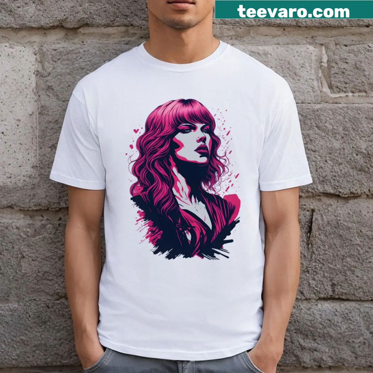 Empowerment-themed t-shirt featuring designs inspired by Taylor Swift — on a men's t-shirt