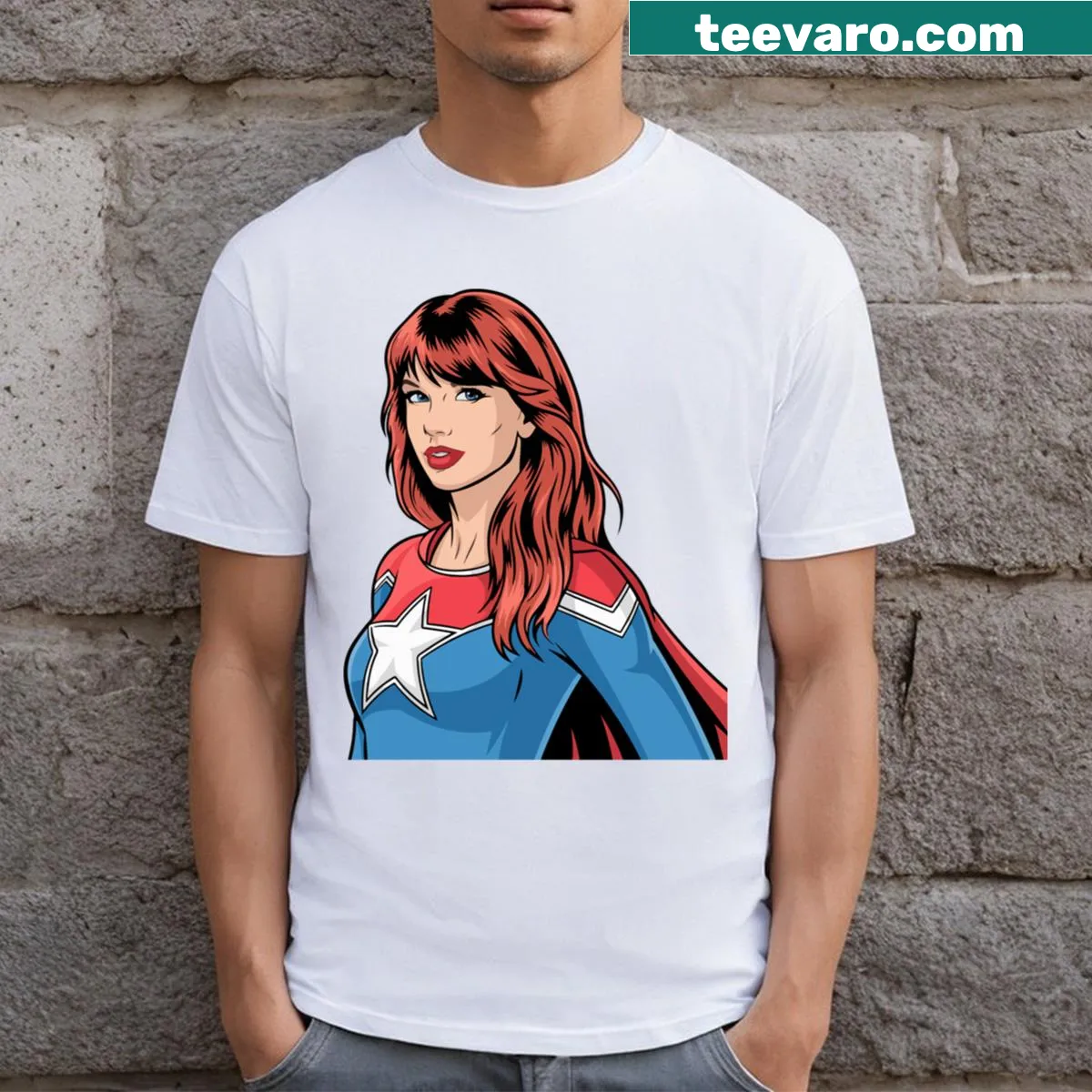 Charming t-shirt celebrating Taylor Swift with playful graphics — on a men's t-shirt