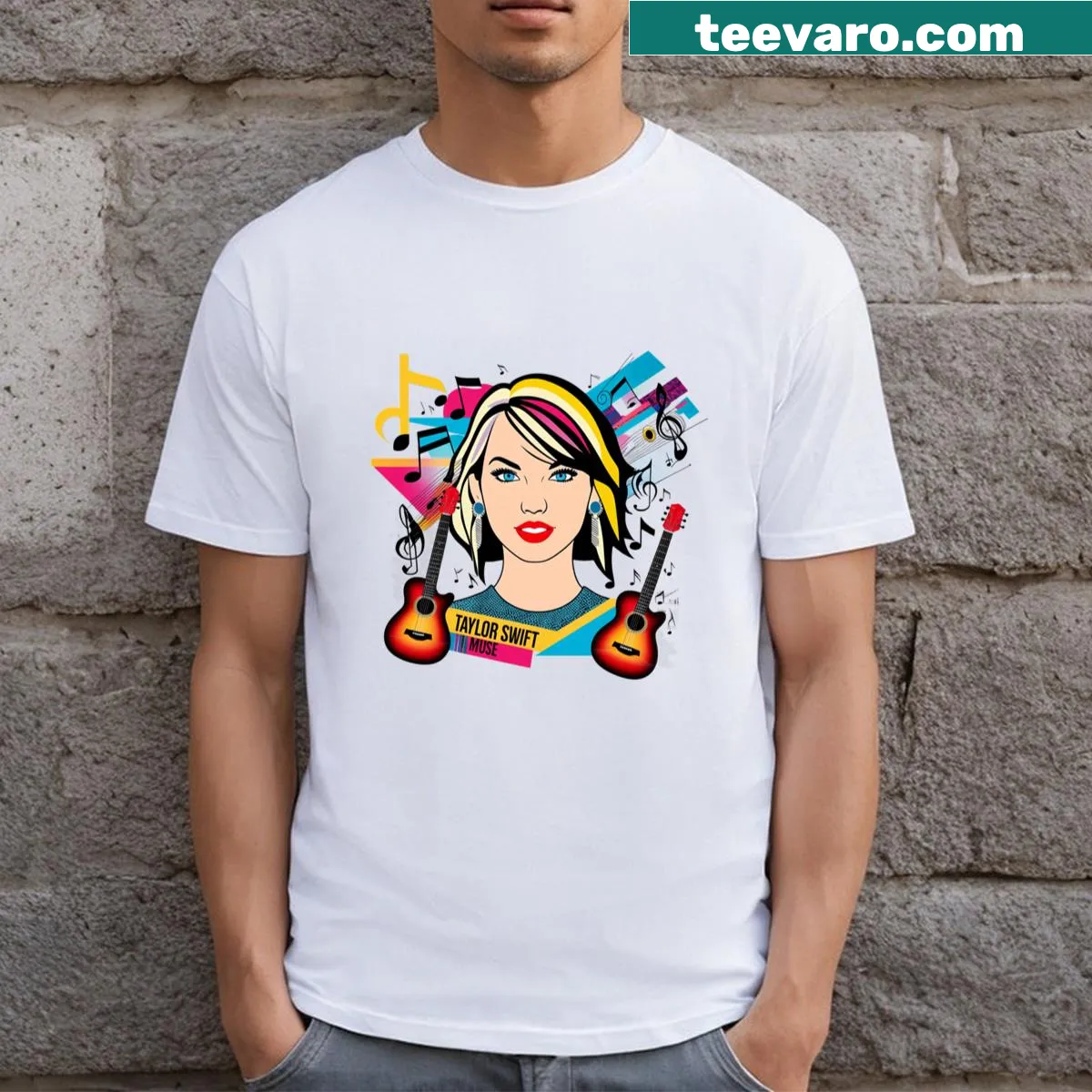 Musical art-inspired t-shirt celebrating Taylor Swift's essence — on a men's t-shirt