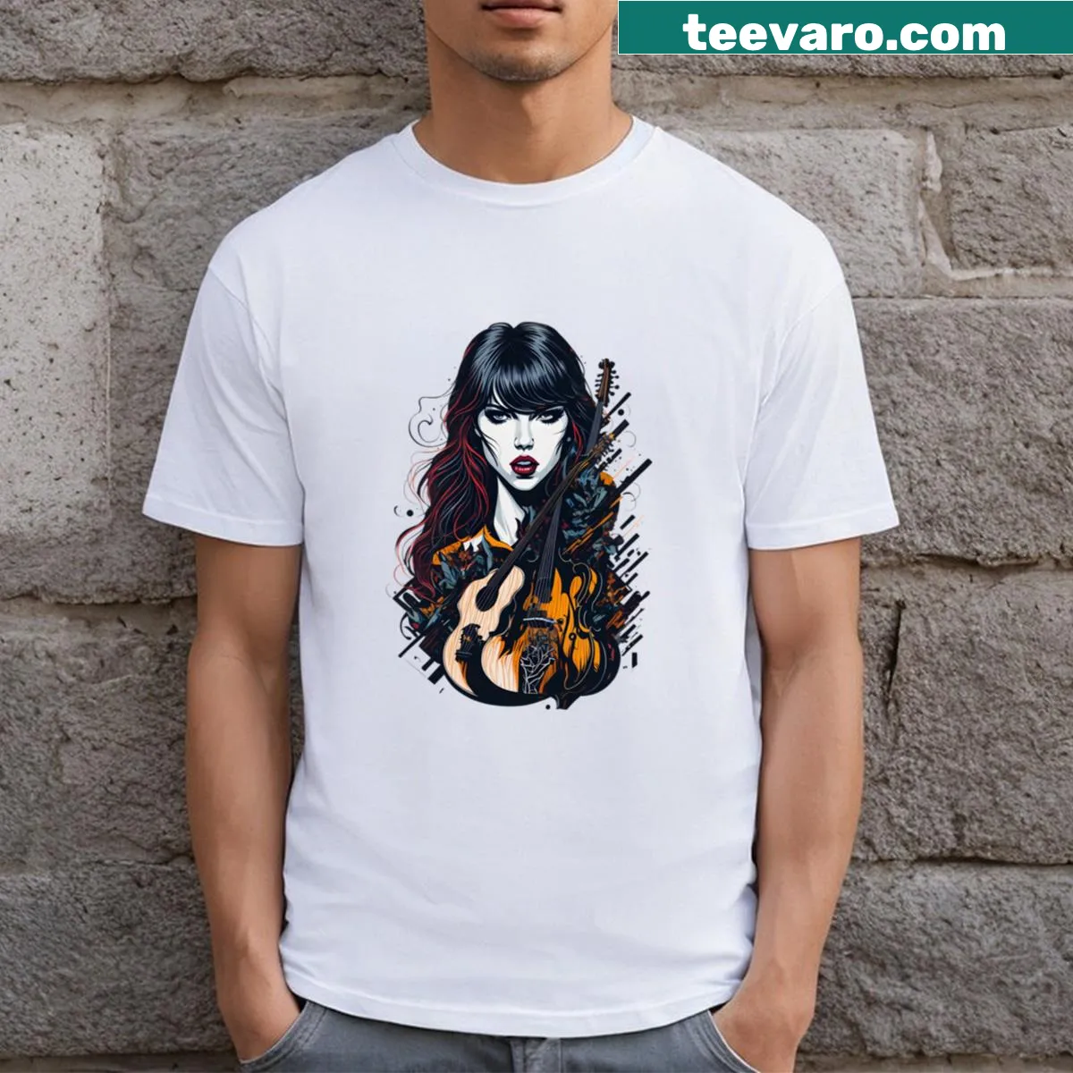 Artistic t-shirt featuring designs inspired by Taylor Swift's music — on a men's t-shirt