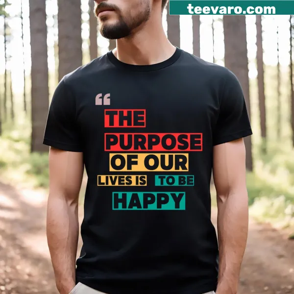 Inspirational T-shirt with the quote about happiness in elegant typography