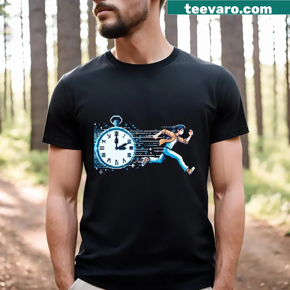 T-shirt with 'Time Trial' text in minimalist style — on a men's t-shirt