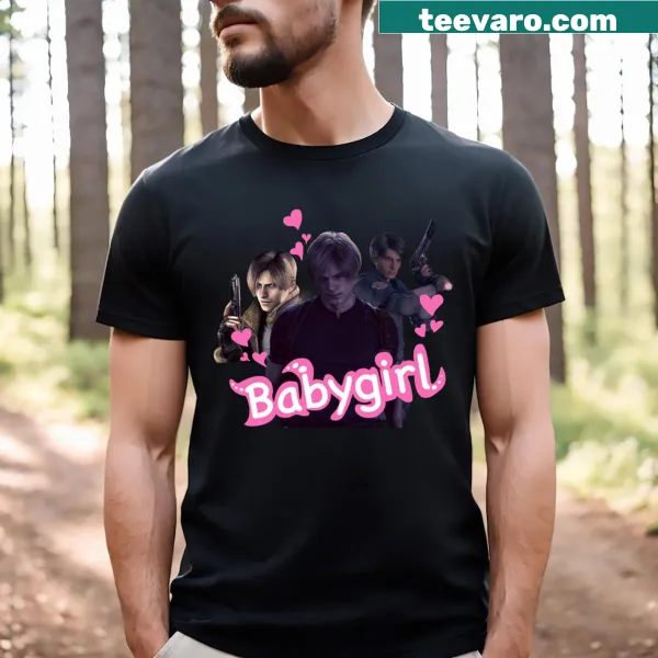 Resident Evil T-shirt featuring Leon Kennedy and 'Babygirl' text