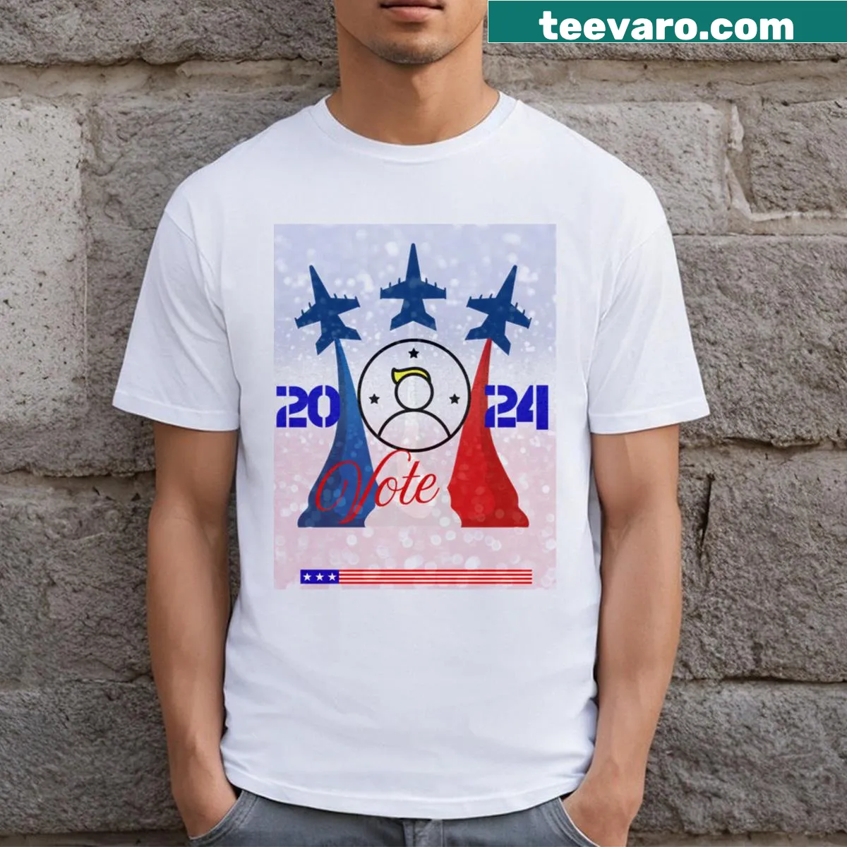T-shirt with Trump For President graphic design — on a men's t-shirt
