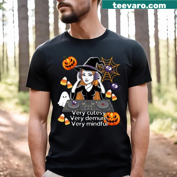 Cute Halloween witch DJ graphic t-shirt