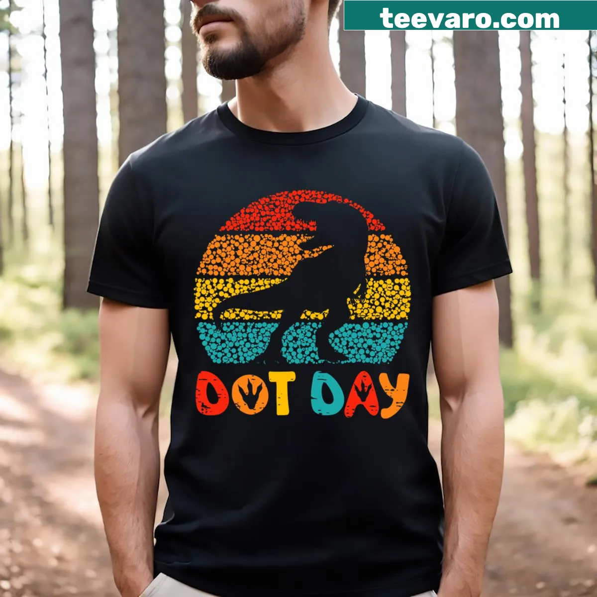 Cartoon dinosaur graphic on a kids T-shirt — on a men's t-shirt