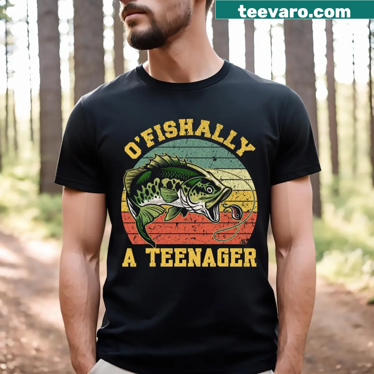 Funny vintage T-shirt celebrating teenage years with a fish graphic — on a men's t-shirt