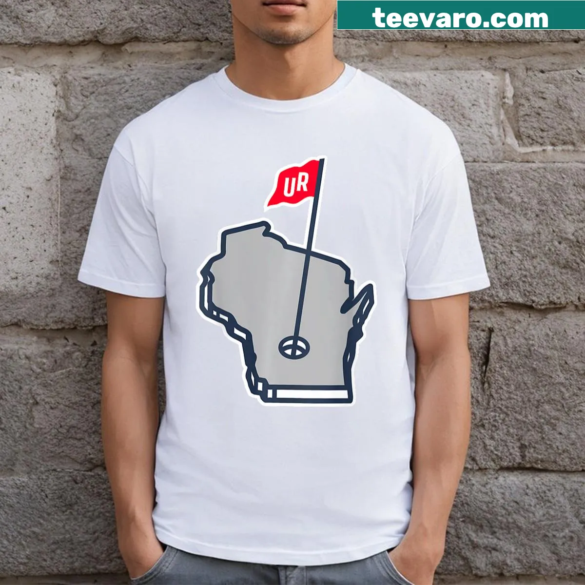 Minimalist silhouette t-shirt of a white tiger — on a men's t-shirt