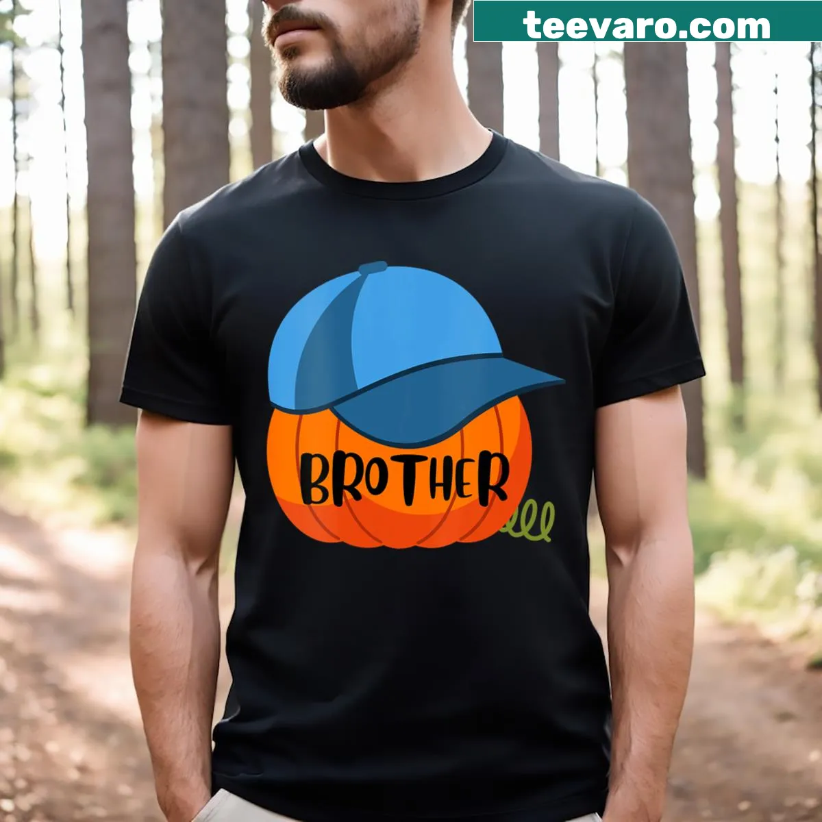 Cute pumpkin design on a Halloween family matching shirt for kids — on a men's t-shirt