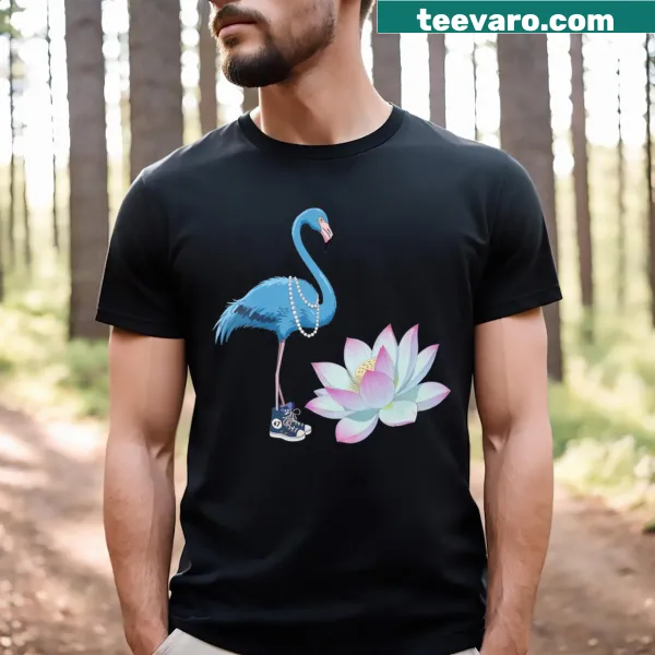 Stylish shirt with flamingo and lotus flower design