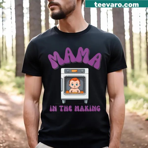 Fun pregnancy shirt with 'Groovy Mama in the Making' text