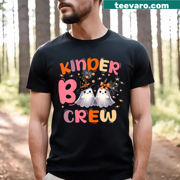 Vintage-style Kinder Boo Crew Halloween t-shirt for kindergarten kids