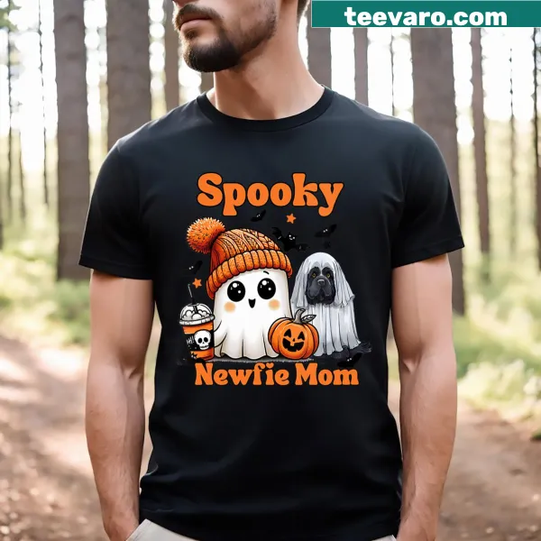 Newfoundland dog and ghost illustration Halloween shirt