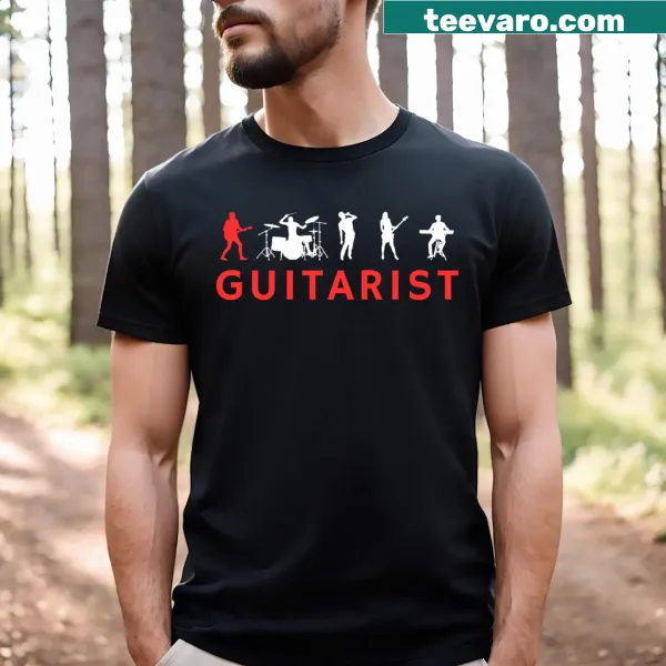 Guitarist-themed T-shirt for men with faith-based design