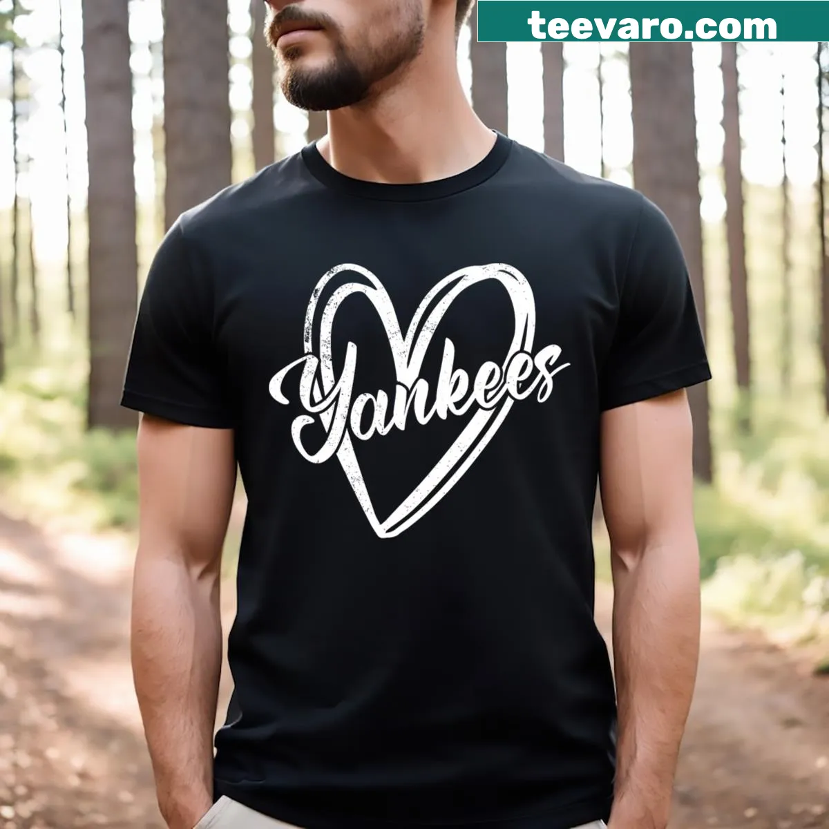 Retro Yankees heart design t-shirt for men and kids — on a men's t-shirt
