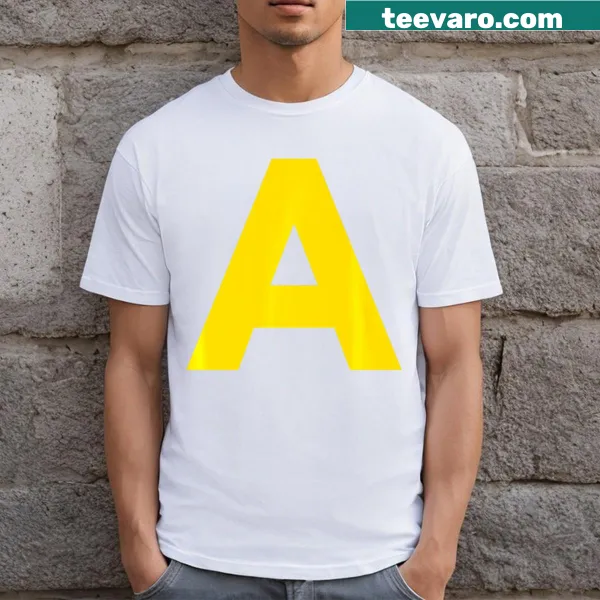 T-shirt with a bold letter 'A' on a red background for Halloween