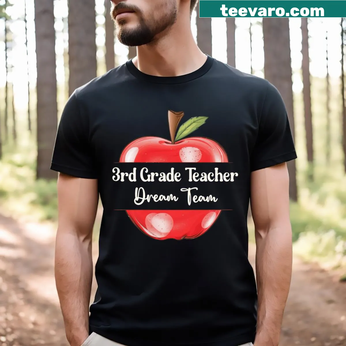 Teacher appreciation T-shirt for 3rd grade teachers with essential supplies message — on a men's t-shirt